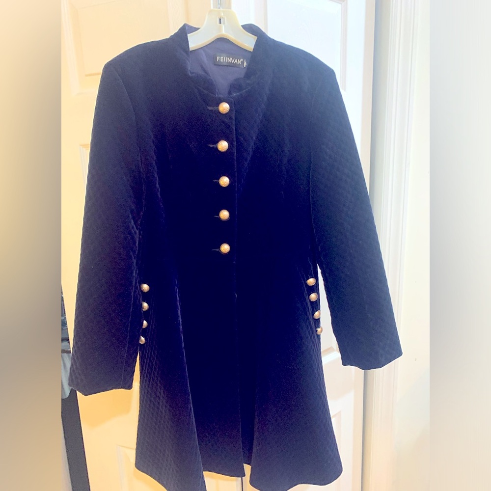 Navy blue velvet coat
